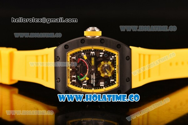 Richard Mille Jean Todt Limited Edition RM 036 Asia Seagull SH Automatic Carbon Fiber Case with Skelton Dial Orange Inner Bezel and White Markers - Click Image to Close